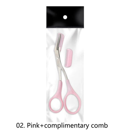 1Pcs Safe Eyebrow Trimmer Stainless Steel Eyebrow Scissors with Comb Hair Removal Shaver Eyebrows Shaping Makeup Tool Good Vibrations