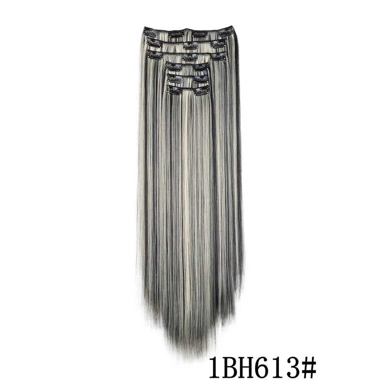 Synthetic Clips in Hair Extensions Long Straight Hairstyle Blonde Black Hairpieces Heat Resistant False Hair Daily Use Good Vibrations