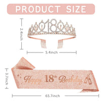 2Pcs/Set Crown and Pearl Pin Set for 18th Birthday - Happy 18th Birthday Sash, Tiara, Cake Topper, Decorations and Gift for Her Good Vibrations