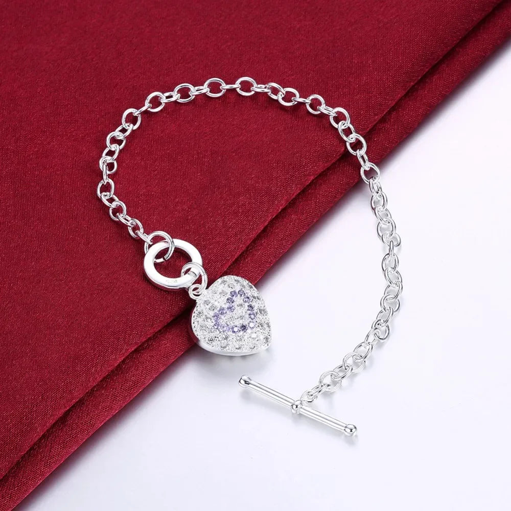 Hot charm 925 sterling silver Jewelry sets fine heart crystal pendant necklace bracelets earrings for women Fashion Party Gifts Good Vibrations