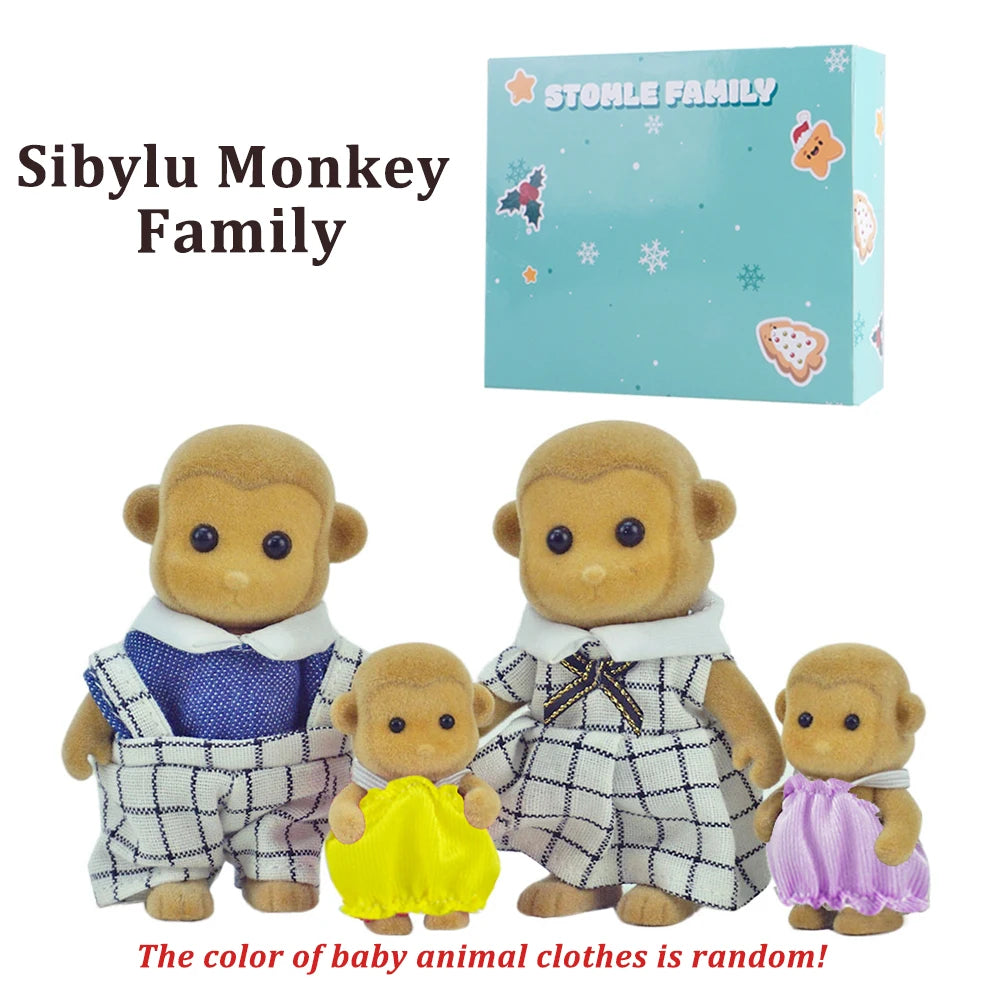 Box Packing Forest Family Reindeer Bunny Panda Animal Simulation Dollhouse Playset Play House Toy Accessories Xmas Gift for kids Good Vibrations