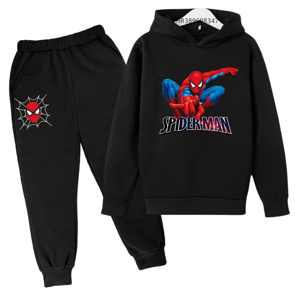 Autumn winter children's hoodie Spider-Man clothing leisure outerwear sweatshirt +pants set  Suitable 3-12 years Boys girls gift Good Vibrations