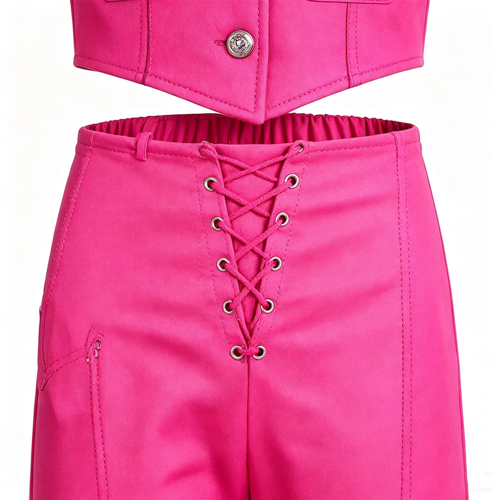 Pink Cowgirl Costume Girls Outfit Sets Vest Flared Pants Kids Halloween Costumes Good Vibrations