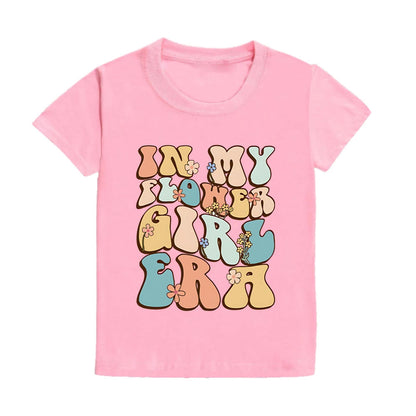 In My Flower Girl Era Toddler Shirt Flower Girl Proposal Bridal Party Kids Short Sleeve Shirts Clothes Wedding Party Gift Good Vibrations