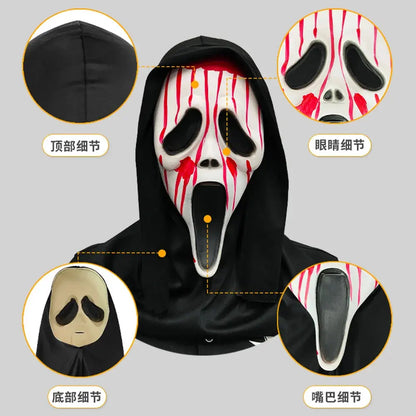 Screaming, Terrifying, Bloody Headset, Makeup Ball, Skull, Ghost Face Mask, Halloween Party, Mock Prop Good Vibrations
