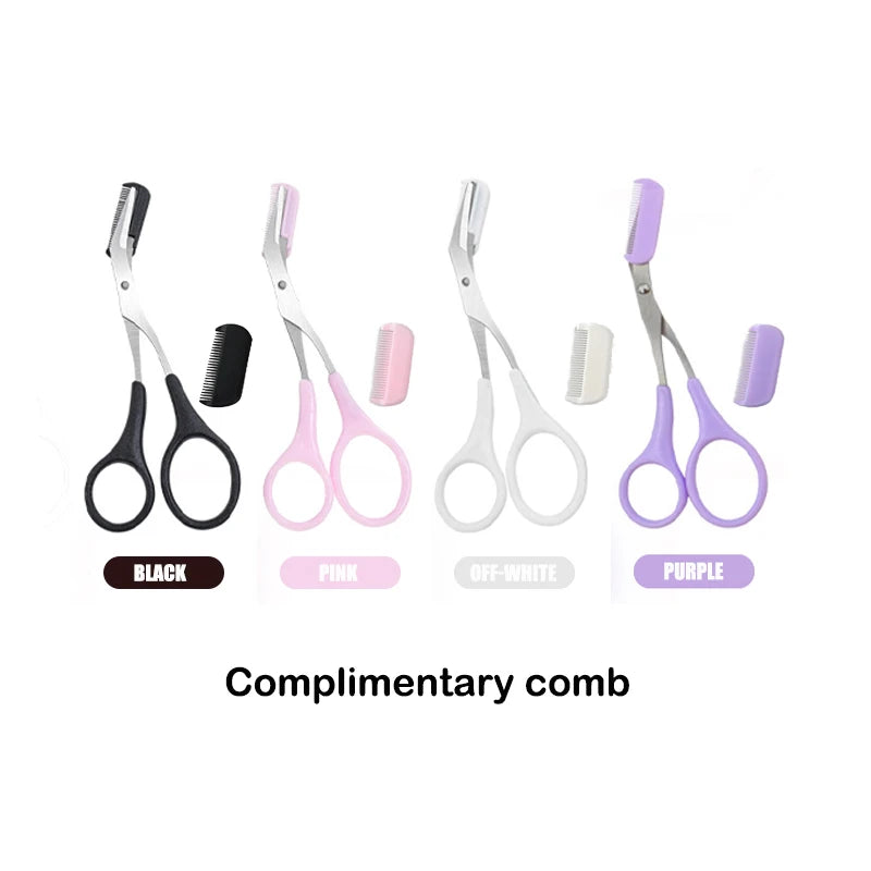 1Pcs Safe Eyebrow Trimmer Stainless Steel Eyebrow Scissors with Comb Hair Removal Shaver Eyebrows Shaping Makeup Tool Good Vibrations