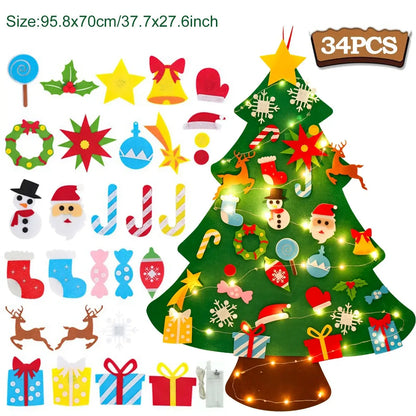 Kids DIY Felt Christmas Tree Merry Christmas Decorations For Home 2025 Christmas Ornaments Navidad 2026 New Year Gifts Xmas Tree Good Vibrations