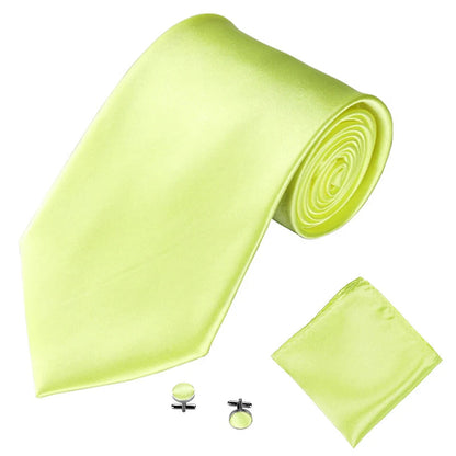 Fashion Men Women Tie Set 10CM 4'' Wedding Accessories Black White Red Blue Gray Yellow Pink Purple Cufflinks Hanky Necktie Sets Good Vibrations