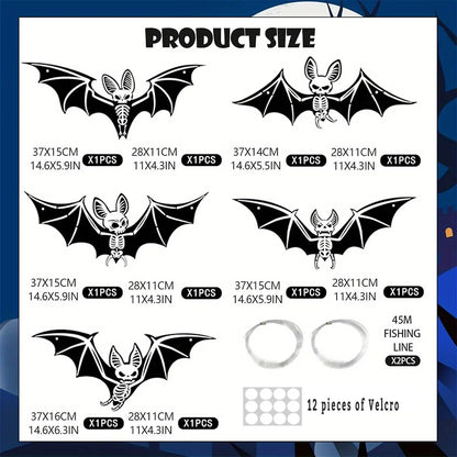 10pcs Halloween Hanging Glow-in-the-Dark Bats - 3D Glowing Green Plastic Decorations for Haunted House Parties Good Vibrations