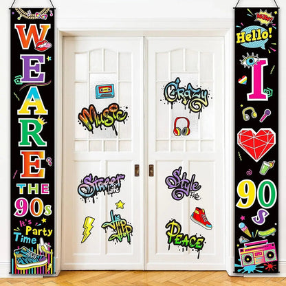 1970s Theme Party Retro Disco Porch Sign 70's Party Rock Boogie Wall Banner Birthday Decoration Good Vibrations