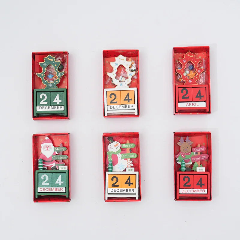 Christmas Gifts Wooden Calendar Tabletop Ornaments Santa Claus Christmas Tree Decorations Home Decoration Accessories Good Vibrations