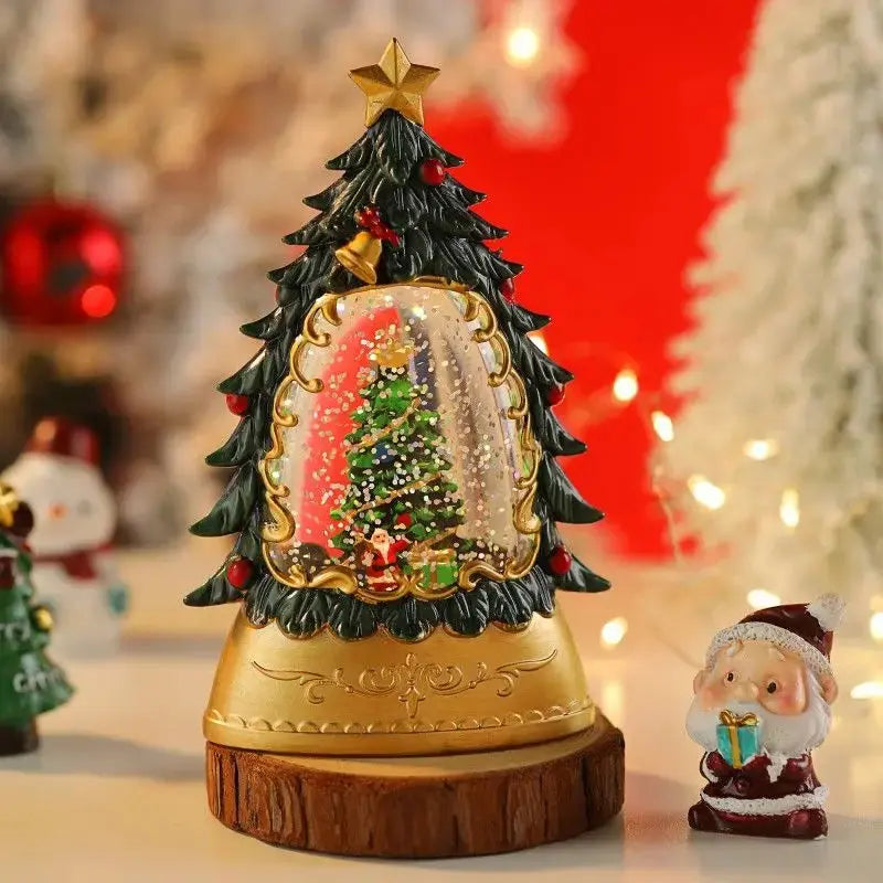 Christmas Illuminated Night Lights Decorate The Desktop with Snowflake and Christmas Wind Lanterns Creating A Festive Atmosphere Good Vibrations