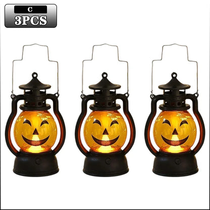 1-10PC Halloween Pumpkin Ghost Face Lamp Portable Skull Decoration Light for Bar Party Table Atmosphere Prop Halloween Decor Use Good Vibrations