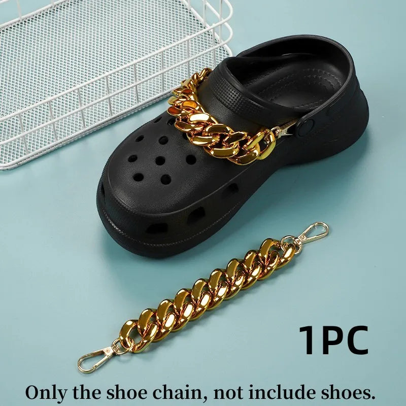 Women Shoes Chains Buckle Charms Croc Clog Sandals Hole Shoes DIY Detachable Chain For Kids Boys Girls Gifts Shoes Decorations Good Vibrations