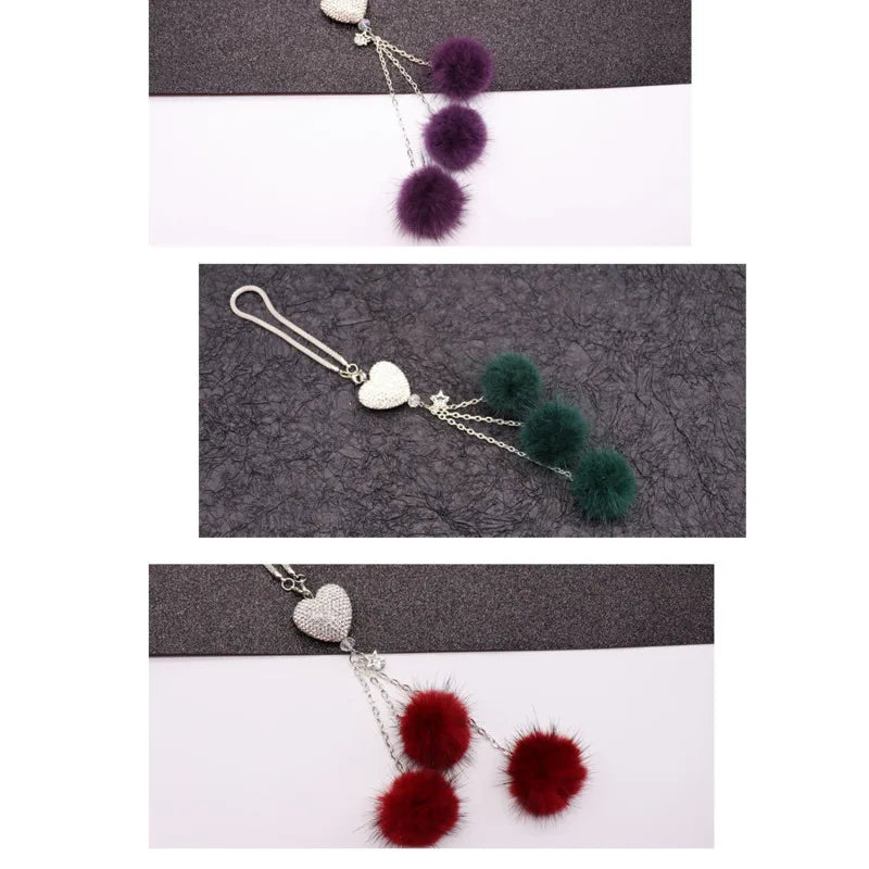 Fashion Diamond Car Accessorie Bling Hairball Pendant Auto Rearview Mirror Pendant Birthday Gift Auto Decoraction Ornaments Good Vibrations
