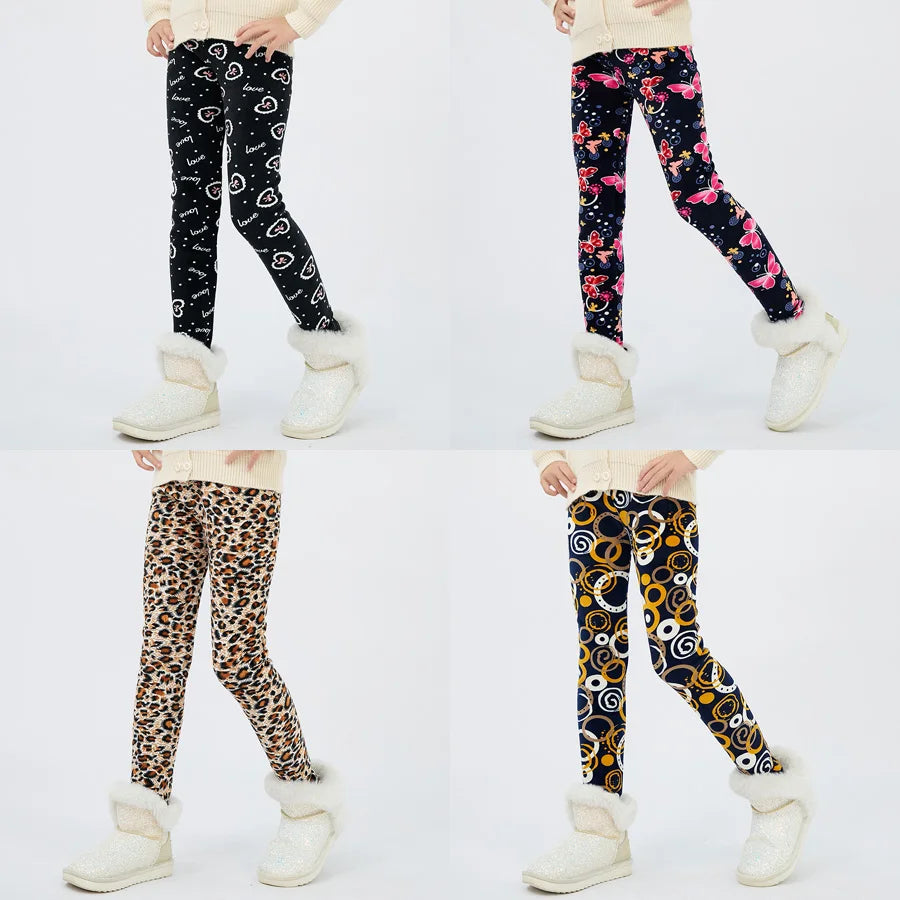 SheeCute Girls Winter Warm Pants Kids Fleece Lined Leggings for 3-11 Years SCW8101 Good Vibrations