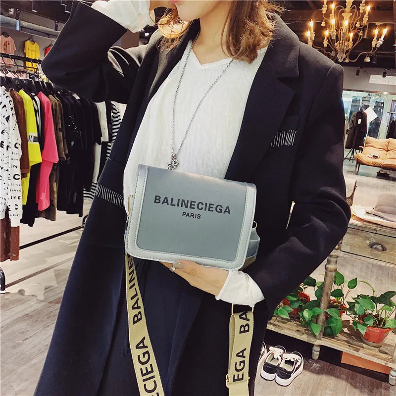 Women shoulder bag Fashion Wide Strap Shoulder Ladies Handbags Portable Canvas Square Messenger Bags Versatile Crossbody Bag Good Vibrations
