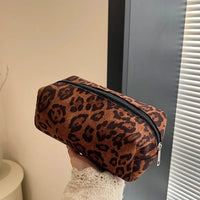 Large Women Leopard Cosmetic Bag Box Shaped Zipper Make Up Bag Travel Washing Makeup Organizer Beauty Case Good Vibrations