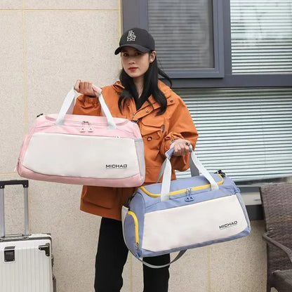 Multi Functional Sports Duffle Bag Large Capacity Gym Yoga Travel Bag  for Fitness Workout Weekend Trips Good Vibrations