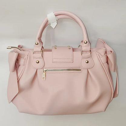 Harajuku Bow Pink Hand Bag Purse Women Japanese Style Soft Casual Crossbody Bag Ladies Sweet Cute Large Capacity Shoulder Bags Good Vibrations