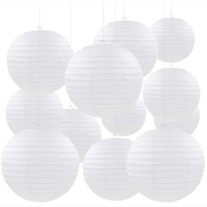White Chinese Round Paper Lantern Christmas Halloween New Year Festive Party Supplies Wedding Baby Shower Birthday Decoration Good Vibrations