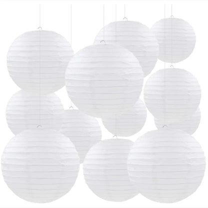 White Chinese Round Paper Lantern Christmas Halloween New Year Festive Party Supplies Wedding Baby Shower Birthday Decoration Good Vibrations