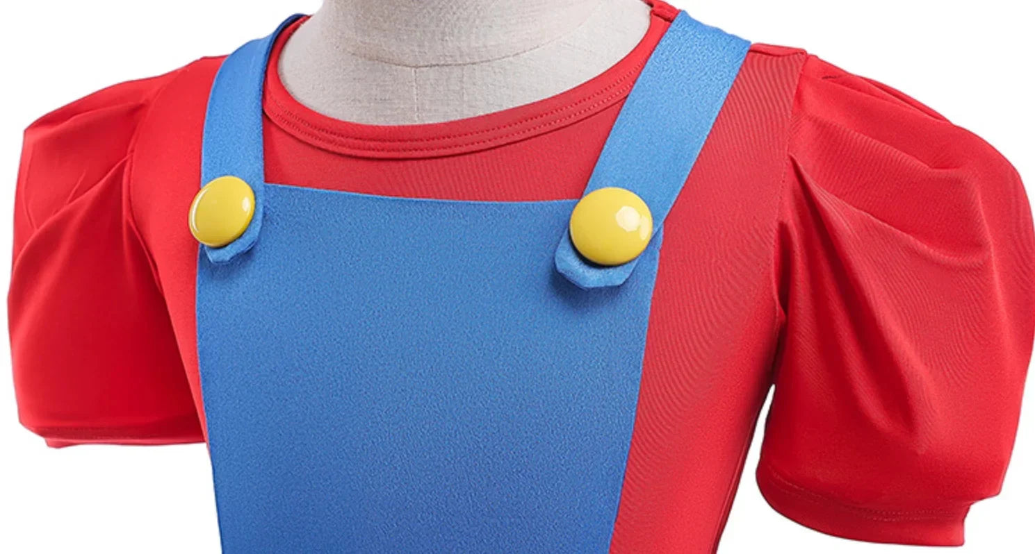 Halloween Costume Sets For Children Cartoon Bros Cosplay Dress+Top+Hat+Fake Beard Birthday Girls Party Dresses Carnival Clothing Good Vibrations