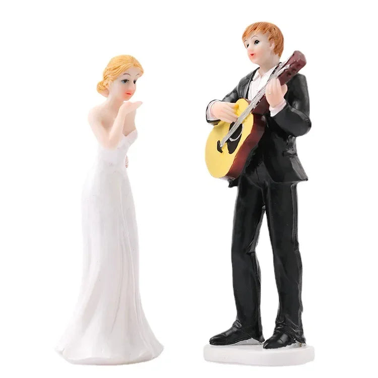 Funny Wedding Cake Toppers Dolls Romantic Bride And Groom Figurines Stand Topper Decoration Supplies Marry Resin Figurine Good Vibrations