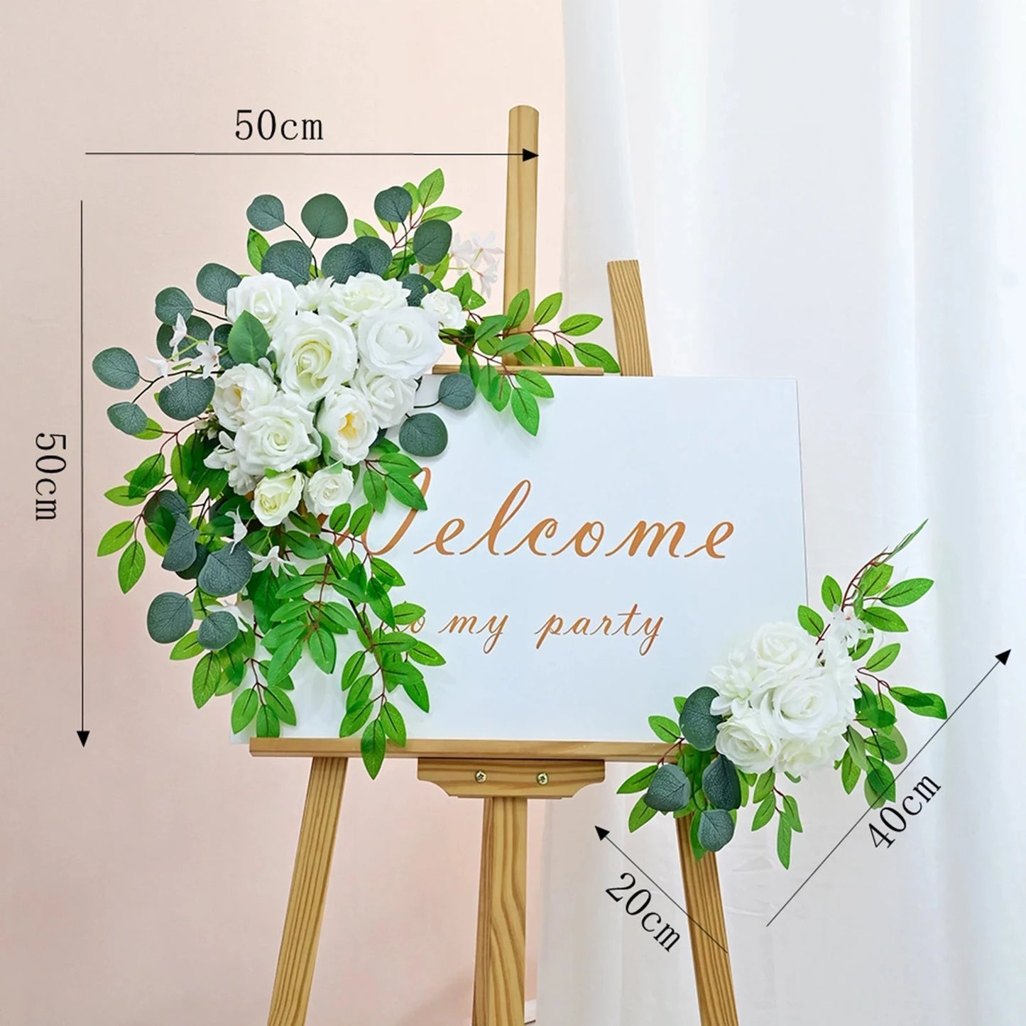 Large 2Pcs Artificial Flower Swag Floral Swag Garland Wedding Arch Flowers Kit for Sign Rustic Artificial Floral Swag Arch Decor Good Vibrations