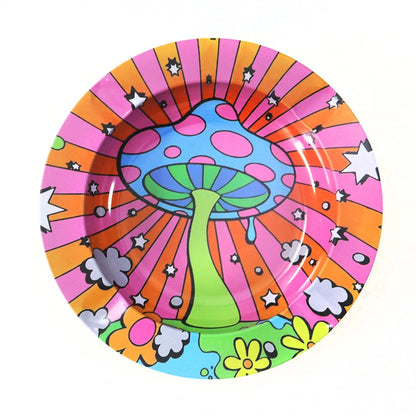 Cartoon Metal Rolling Tray - round Tobacco Herb Ashtray Creative Cigarette Holder Smoking Accessories Good Vibrations