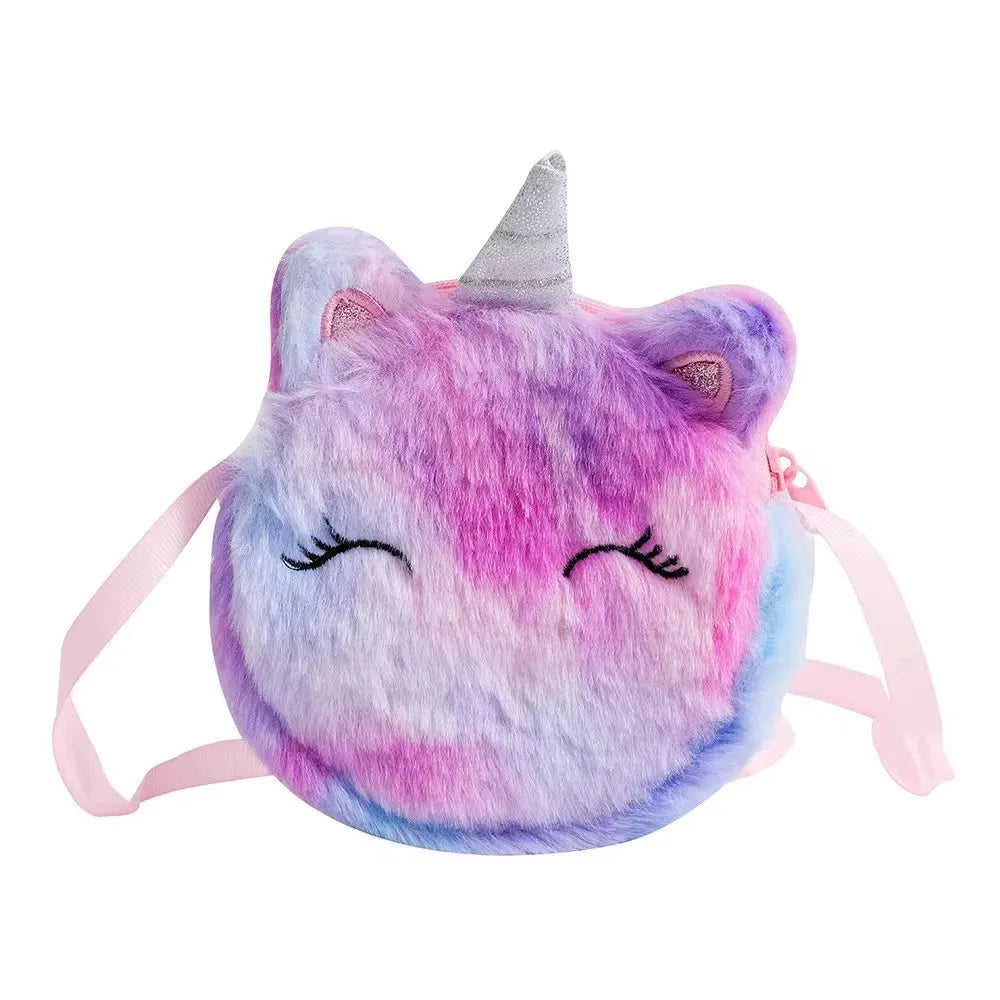 Kids Fashion Plush Shoulder Bag Cute Cartoon Unicorn Wallet Girls Handbag Baby Accessories Good Vibrations