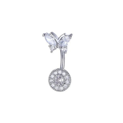 Dainsty Dangled Belly Button Rings Surgical Steel 14G Bar Navel Piercing Ring Crystal CZ Bee Flower Heart Belly Ring Ear Jewelry Good Vibrations Adult Super Store