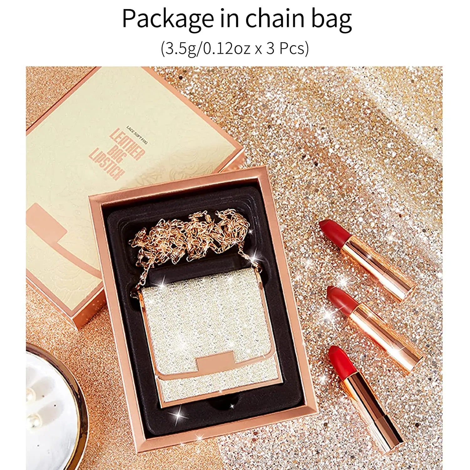 Matte Lipstick Set 3 Colors Lip Stick with Sliver Chain Bag Package Velvet Lip stick Gift Box Private Label Make Up 3.5gx3 Good Vibrations