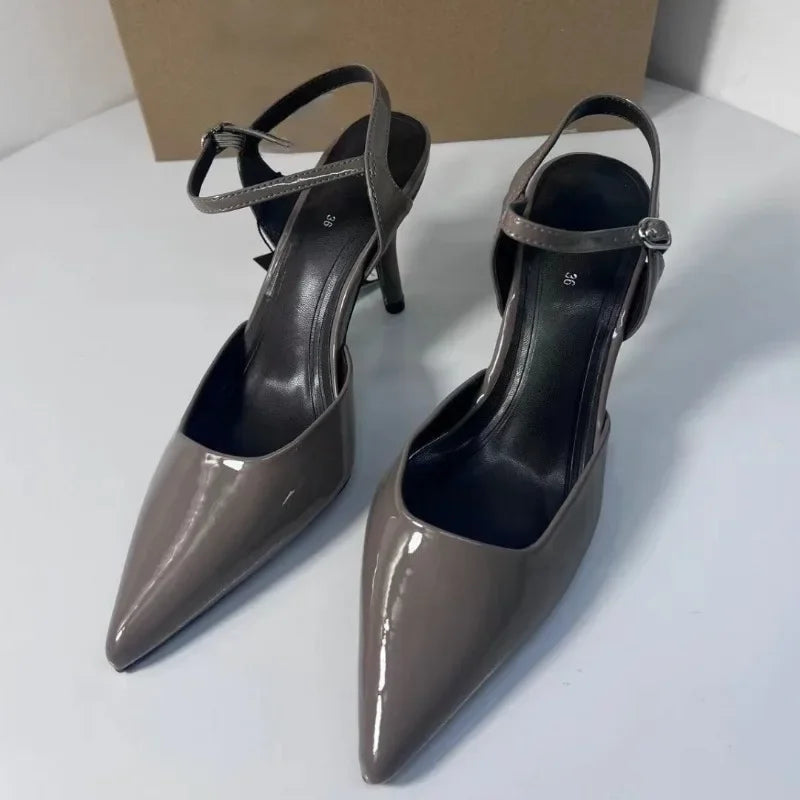 High Heels Women's Shoes for Business Elegant Pointed Toe Patent Leather Daily Office Stilettos Designer Summer Ladies Sandals Good Vibrations