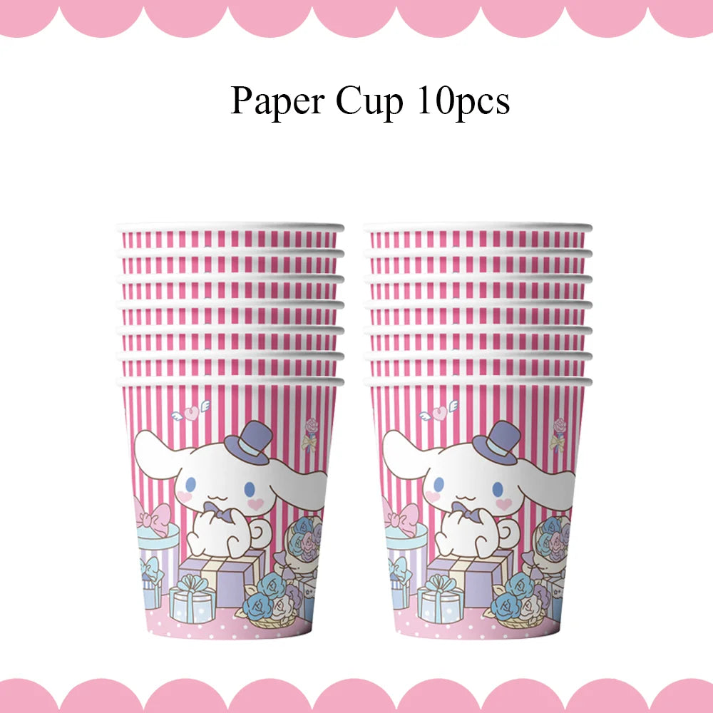 Cartoon Cinnamon Dog Birthday Decoration Mascot Disposable Tableware Plate Tablecloh Cup Baby Shower Girls Party Supplies Good Vibrations