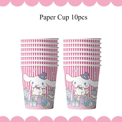 Cartoon Cinnamon Dog Birthday Decoration Mascot Disposable Tableware Plate Tablecloh Cup Baby Shower Girls Party Supplies Good Vibrations
