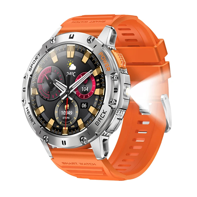 For Android ios New AMOLED Smart Watch Men with Flashlight Sports Waterproof Fitness Tracker Bluetooth Call Smartwatch Man+Box Good Vibrations
