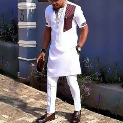 New Dashiki Luxury Full Set Men's Set Round Neck Embroidered Men's Set African Traditional Two Piece Set Men's Full Set Suit Good Vibrations