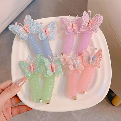 Cute Butterfly Hair Ties High Elasticity Phone Cord Scrunchie Resin and Polyester Headwear Suitable Daily Wear Hair Accessories Good Vibrations