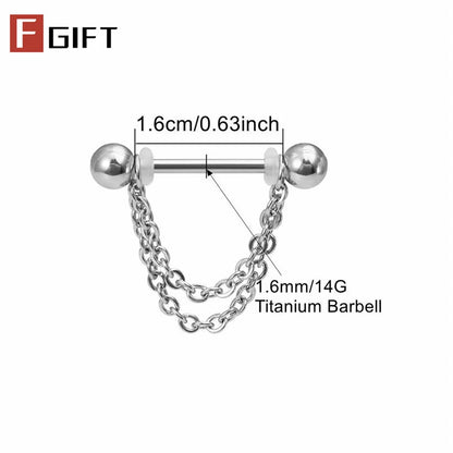2pc Titanium Nipple Piercing Rings Dangle Chain 16G 14G 12-22mm G23 Nipple Barbell For Women Girls Men Body Jewelry Accessories Good Vibrations