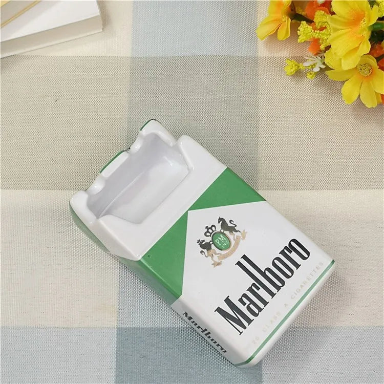 New Style European Cartoon Marlboro Cigarette Box Creative Ceramic Ashtray Household Trend Retro Personality Small Smoke Tray Good Vibrations