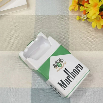 New Style European Cartoon Marlboro Cigarette Box Creative Ceramic Ashtray Household Trend Retro Personality Small Smoke Tray Good Vibrations