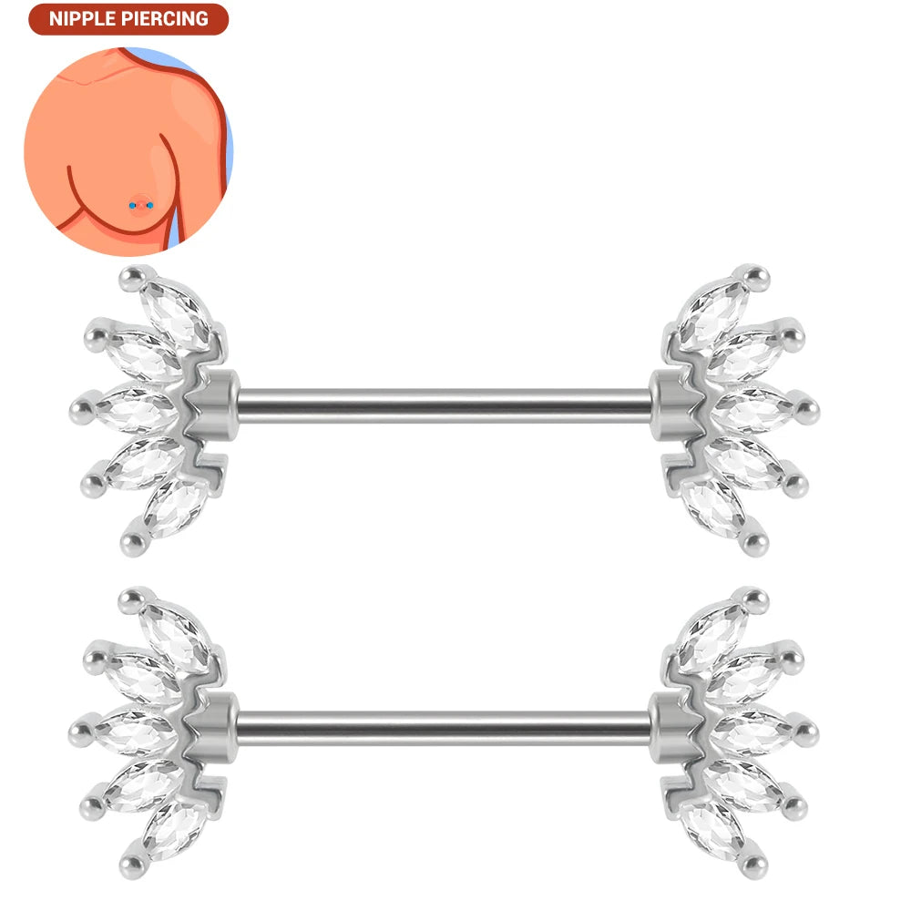 1pair Nipple Piercing Stainless Steel Nipple Rings CZ Butterfly Heart Nipple Barbell For Women Girls 16G Body Piercing Jewelry Good Vibrations