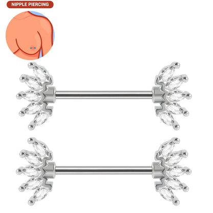 1pair Nipple Piercing Stainless Steel Nipple Rings CZ Butterfly Heart Nipple Barbell For Women Girls 16G Body Piercing Jewelry Good Vibrations