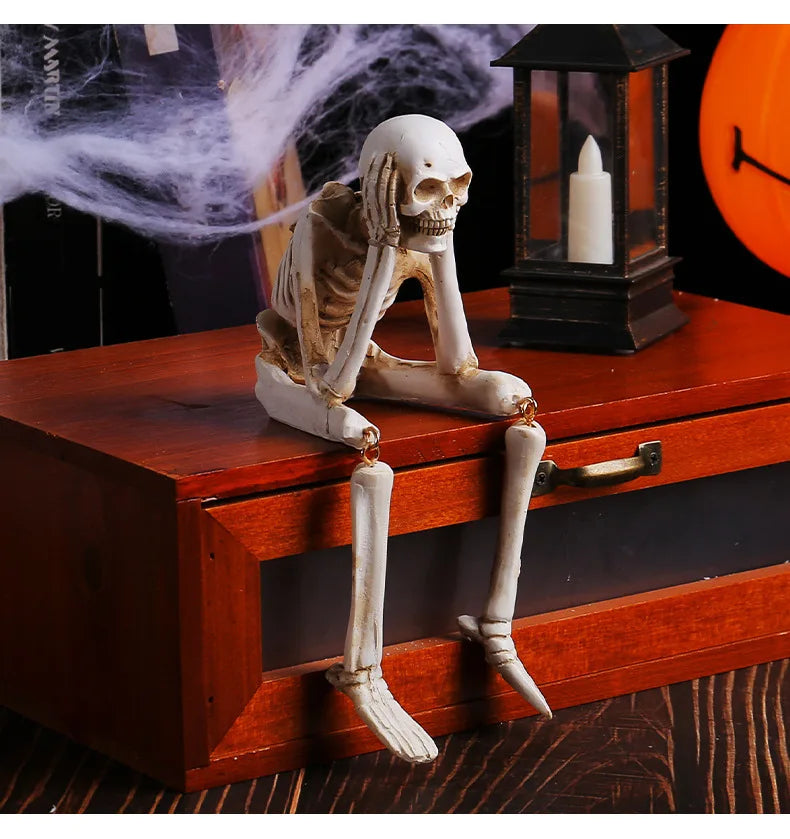 Halloween Human-shaped Skeleton Resin Skeleton Skeleton Haunted House Horror Props Family Halloween Atmosphere Decoration Good Vibrations