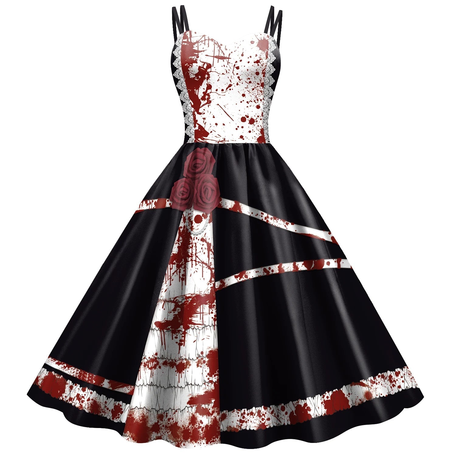 Halloween Holidays Party Rockabilly Dress DRESSES Big Swing Robe Vintage Ladies Gothic Rose print 3D autumn Festival Costumes Good Vibrations