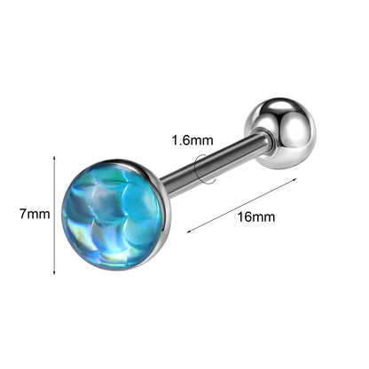 ZS 1Piece 14G Oil Luminescence Tongue Piercing Rings Stainless Steel Tongue Stud Skull Star Studs Earrings BCR Piercings Jewelry Good Vibrations Adult Super Store