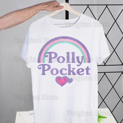 Polly Pocket Print T-Shirt Casual Crew Neck Short Sleeve T-Shirt Women's Clothing Good Vibrations