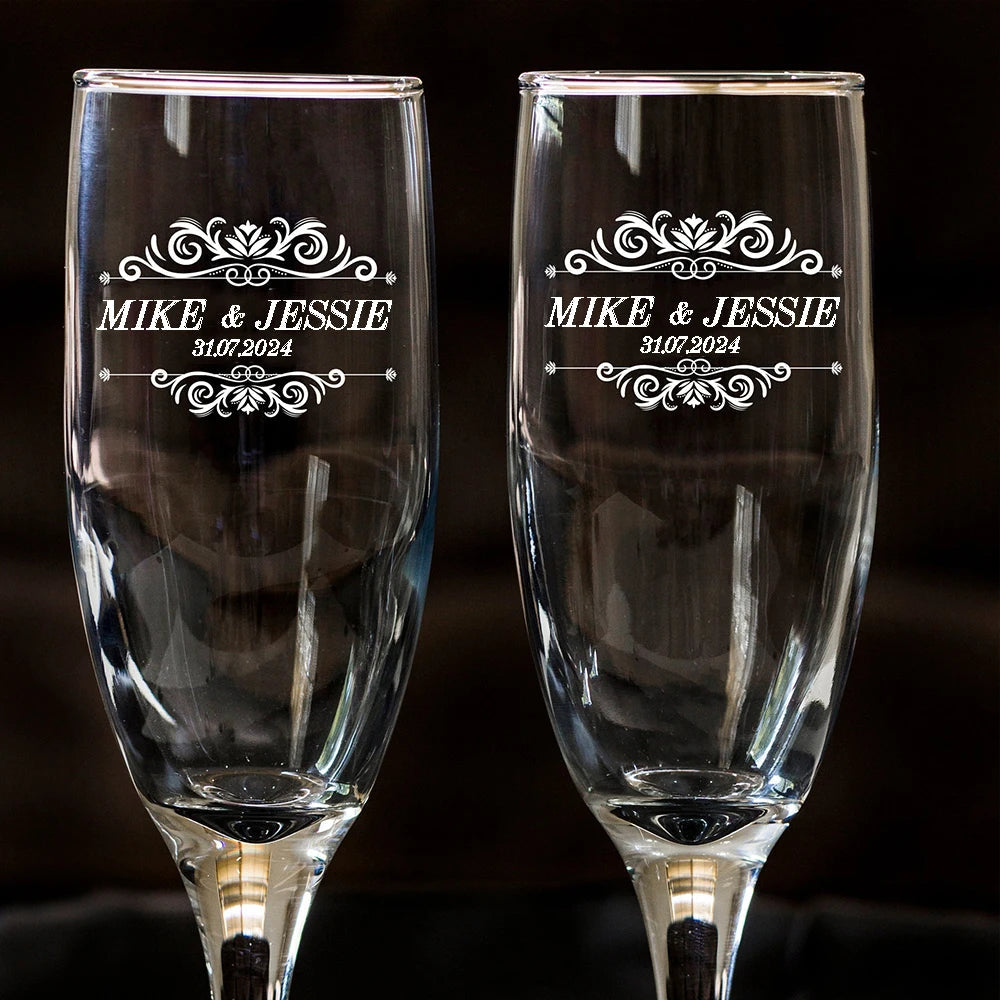 Set of 2 Personalized Mr. And Mrs. Wedding Toasting Flutes Wedding Glasses Custom Bride and Groom Toasting Glasses Good Vibrations