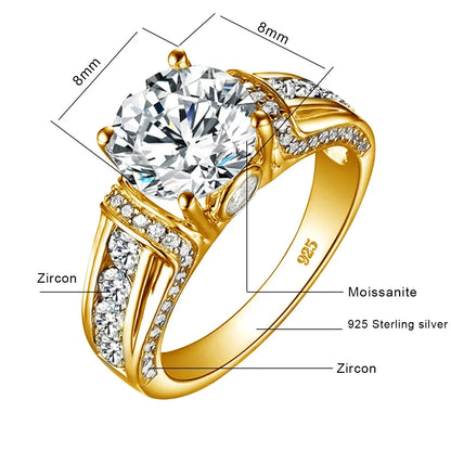 Certified D Color VVS1 2ct Moissanite Diamond Ring For Women 100% Sterling Silver Good Quality Wedding Jewelry Pass Diamond Test Good Vibrations